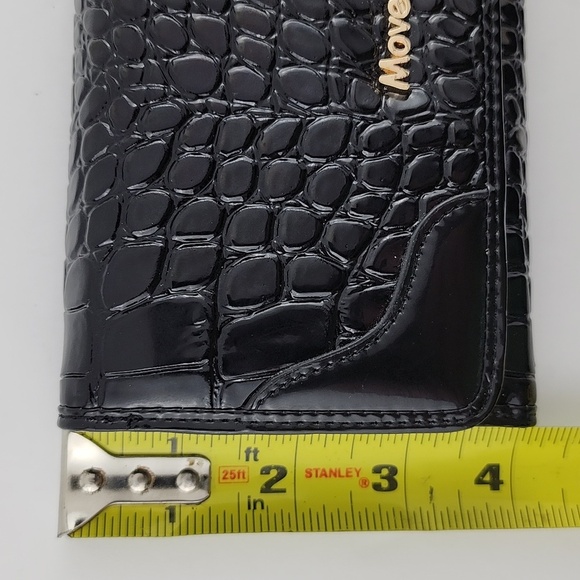 Move&Moda Black Patent Mock-Croc Trifold Wallet  Clutch - Picture 13 of 13